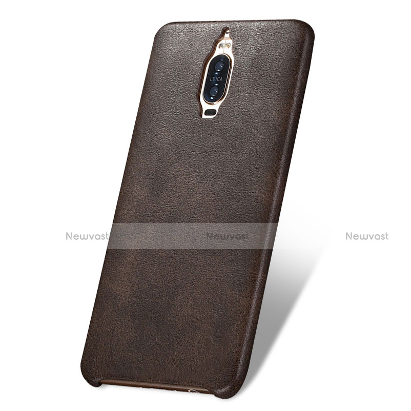 Soft Luxury Leather Snap On Case for Huawei Mate 9 Pro Brown