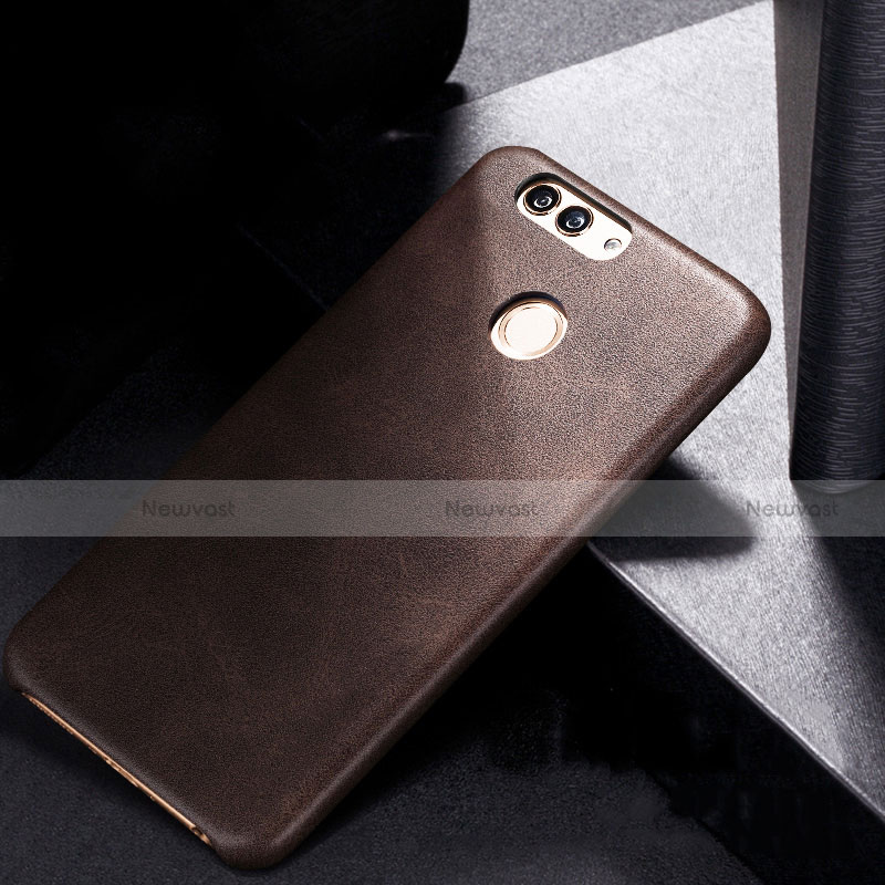 Soft Luxury Leather Snap On Case for Huawei Nova 2 Plus Brown