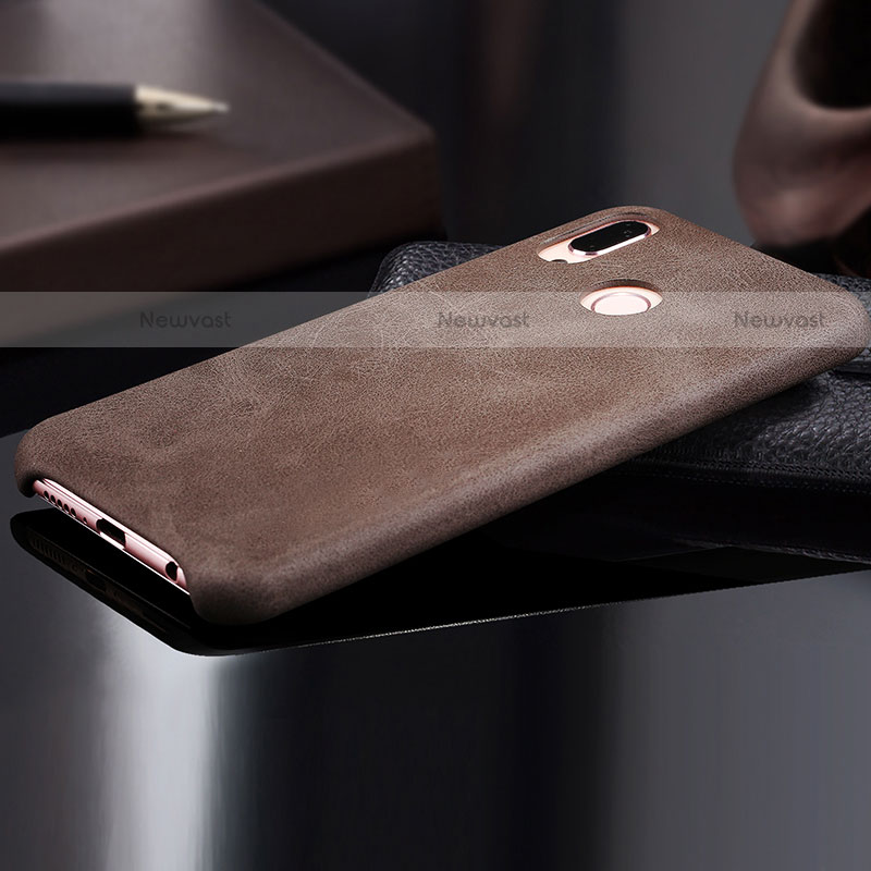 Soft Luxury Leather Snap On Case for Huawei Nova 3e Brown