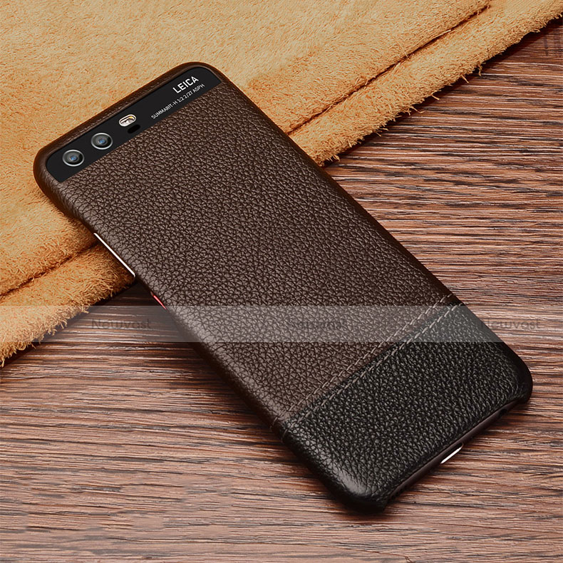 Soft Luxury Leather Snap On Case for Huawei P10 Plus Brown