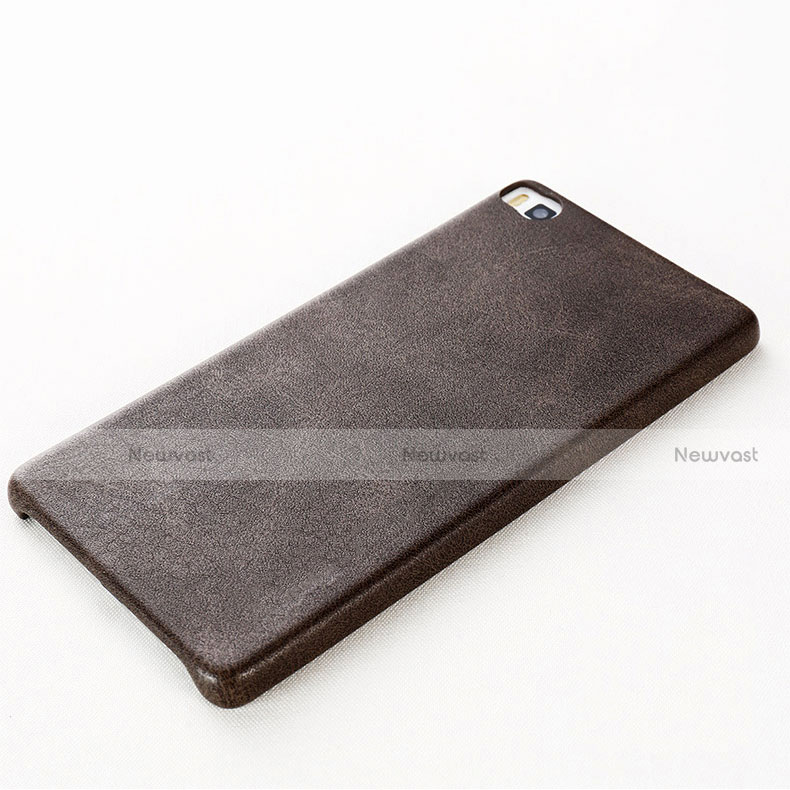 Soft Luxury Leather Snap On Case for Huawei P8 Brown
