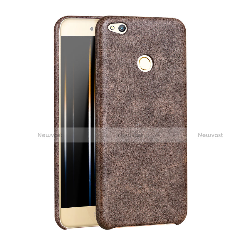 Soft Luxury Leather Snap On Case for Huawei P8 Lite (2017) Brown