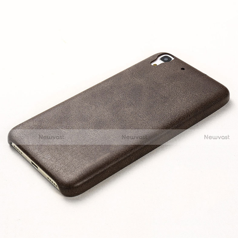 Soft Luxury Leather Snap On Case for Huawei Y6 Brown