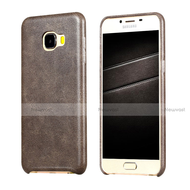 Soft Luxury Leather Snap On Case for Samsung Galaxy C5 SM-C5000 Brown