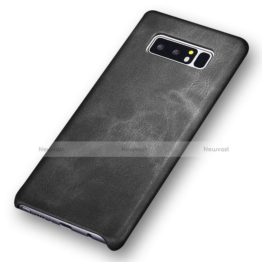 Soft Luxury Leather Snap On Case for Samsung Galaxy Note 8 Black