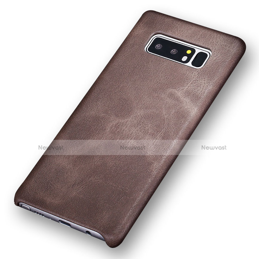 Soft Luxury Leather Snap On Case for Samsung Galaxy Note 8 Brown