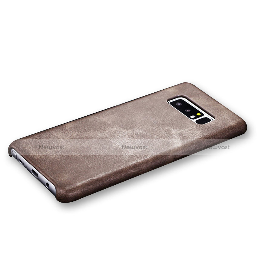 Soft Luxury Leather Snap On Case for Samsung Galaxy Note 8 Brown