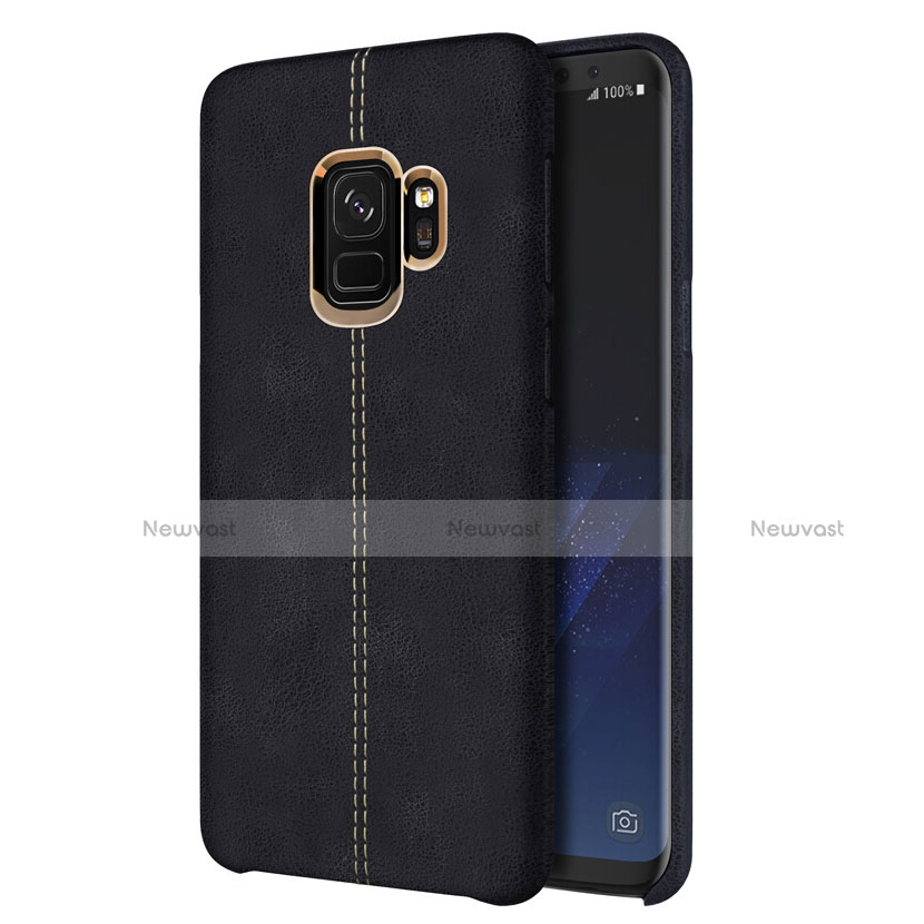 Soft Luxury Leather Snap On Case for Samsung Galaxy S9 Black