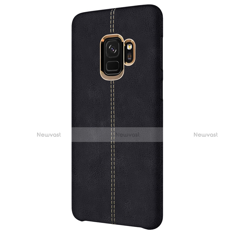 Soft Luxury Leather Snap On Case for Samsung Galaxy S9 Black