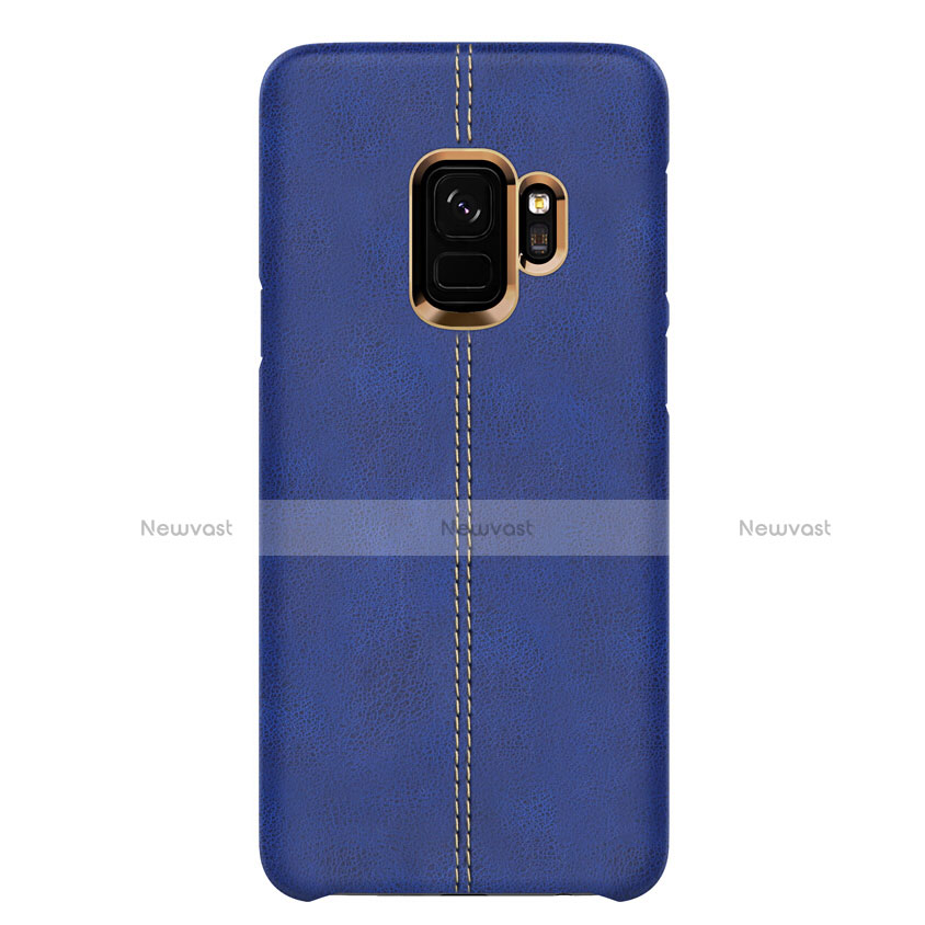 Soft Luxury Leather Snap On Case for Samsung Galaxy S9 Blue