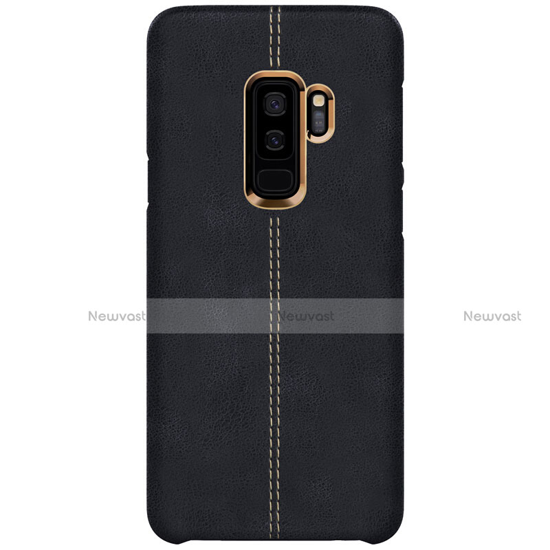 Soft Luxury Leather Snap On Case for Samsung Galaxy S9 Plus Black