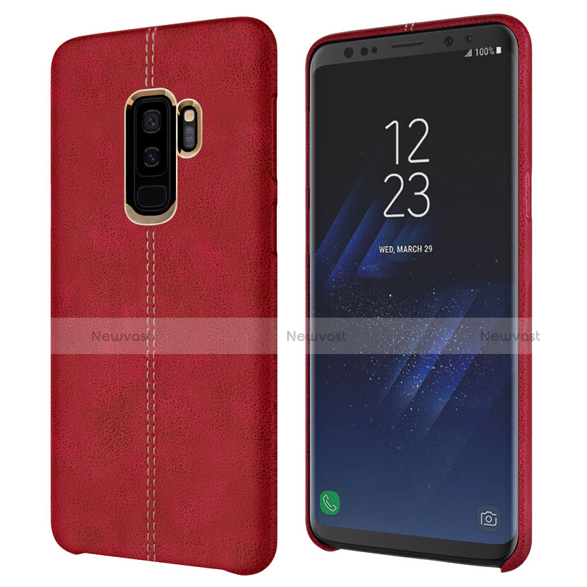 Soft Luxury Leather Snap On Case for Samsung Galaxy S9 Plus Red