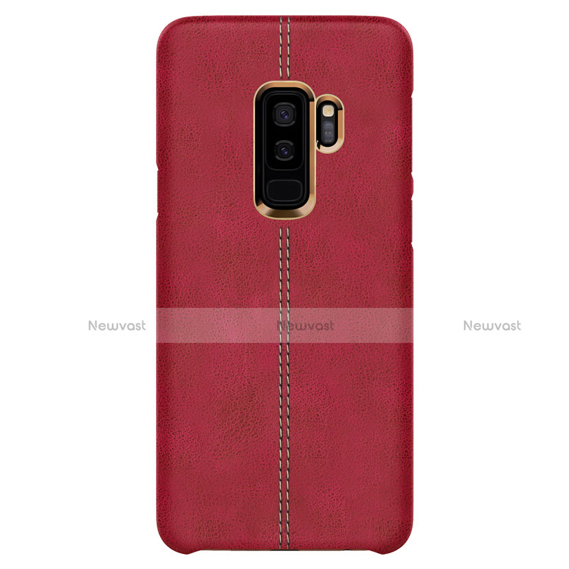 Soft Luxury Leather Snap On Case for Samsung Galaxy S9 Plus Red