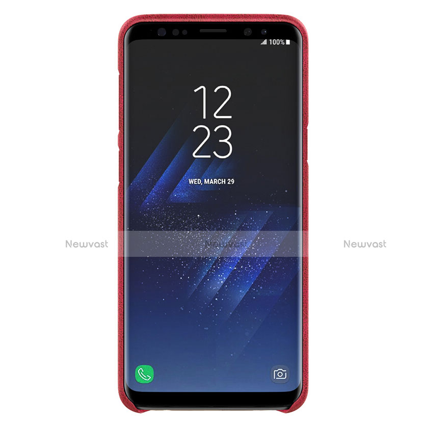 Soft Luxury Leather Snap On Case for Samsung Galaxy S9 Plus Red