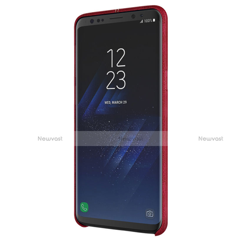 Soft Luxury Leather Snap On Case for Samsung Galaxy S9 Plus Red