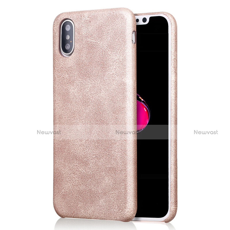Soft Luxury Leather Snap On Case L01 for Apple iPhone X Gold