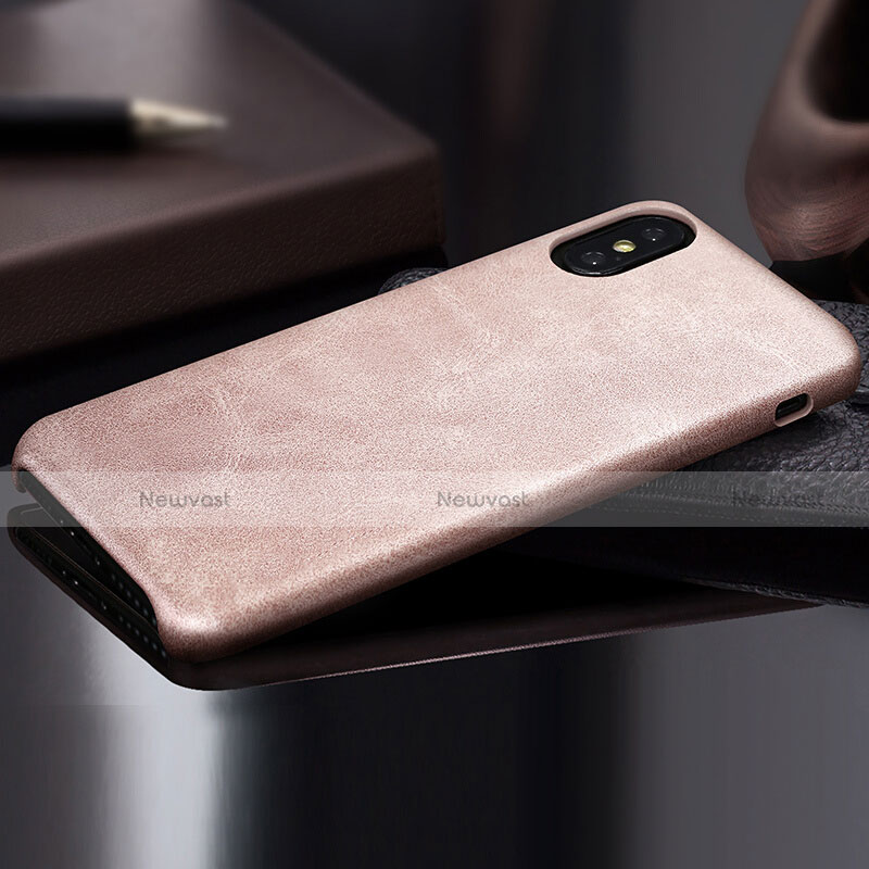 Soft Luxury Leather Snap On Case L01 for Apple iPhone X Gold