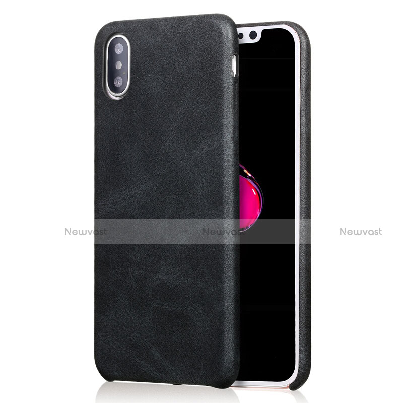 Soft Luxury Leather Snap On Case L01 for Apple iPhone Xs Max Black