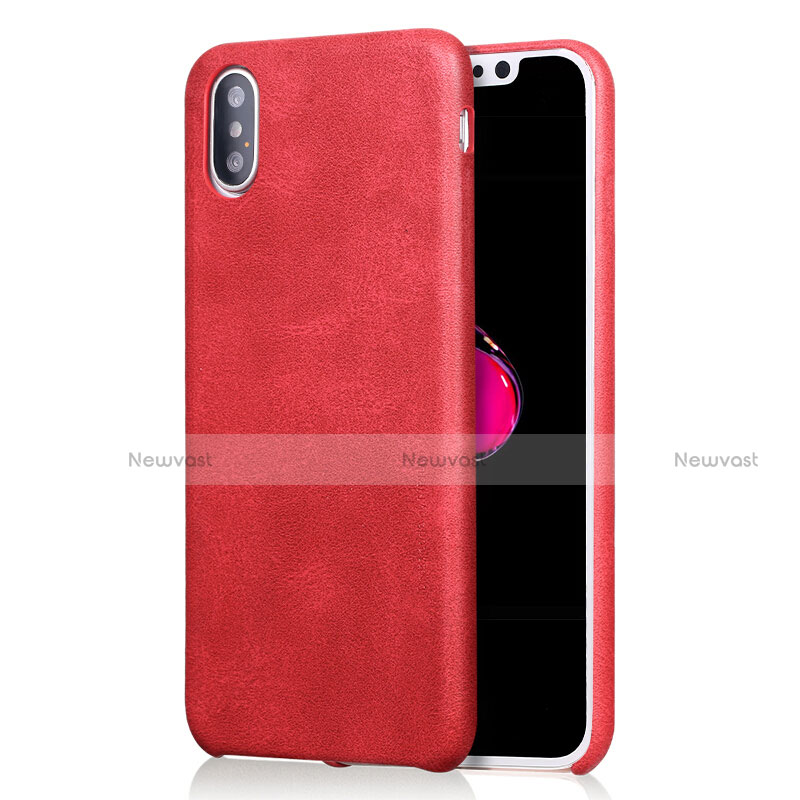 Soft Luxury Leather Snap On Case L01 for Apple iPhone Xs Max Red