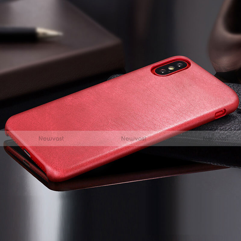 Soft Luxury Leather Snap On Case L01 for Apple iPhone Xs Max Red