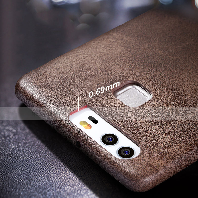 Soft Luxury Leather Snap On Case L01 for Huawei P9 Plus Brown