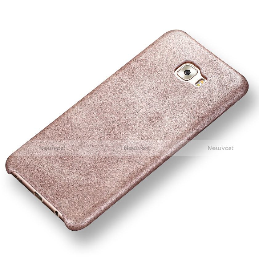 Soft Luxury Leather Snap On Case L01 for Samsung Galaxy C5 Pro C5010 Rose Gold
