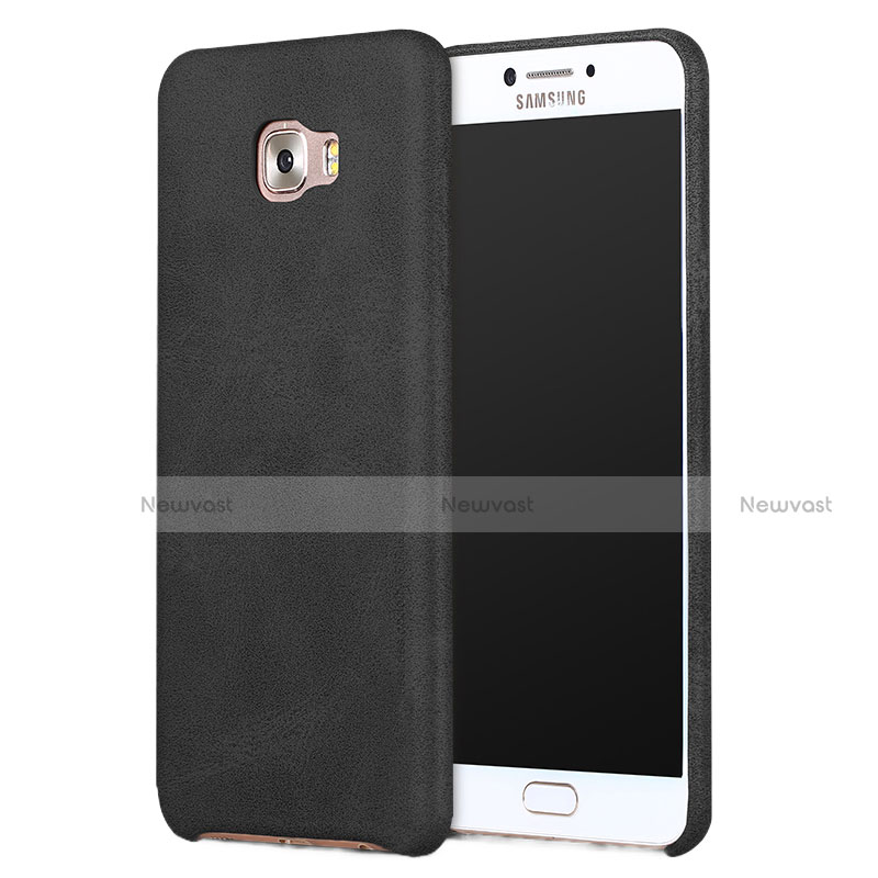 Soft Luxury Leather Snap On Case L01 for Samsung Galaxy C9 Pro C9000 Black