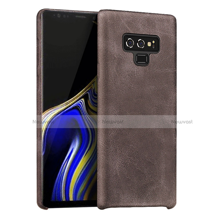 Soft Luxury Leather Snap On Case L01 for Samsung Galaxy Note 9 Brown