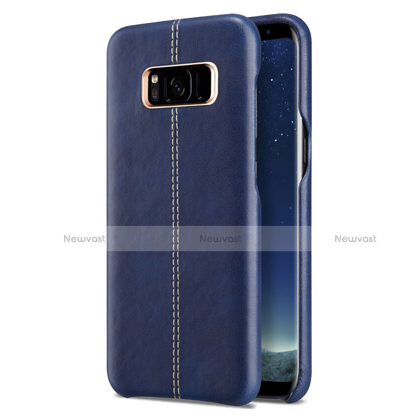 Soft Luxury Leather Snap On Case L01 for Samsung Galaxy S8 Blue