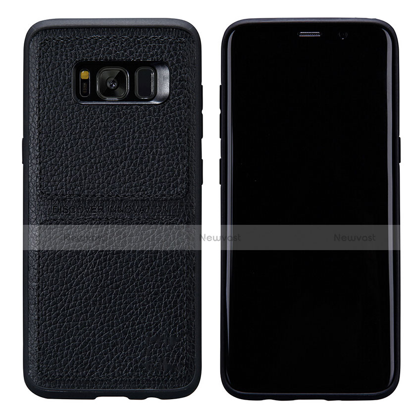 Soft Luxury Leather Snap On Case L01 for Samsung Galaxy S8 Plus Black