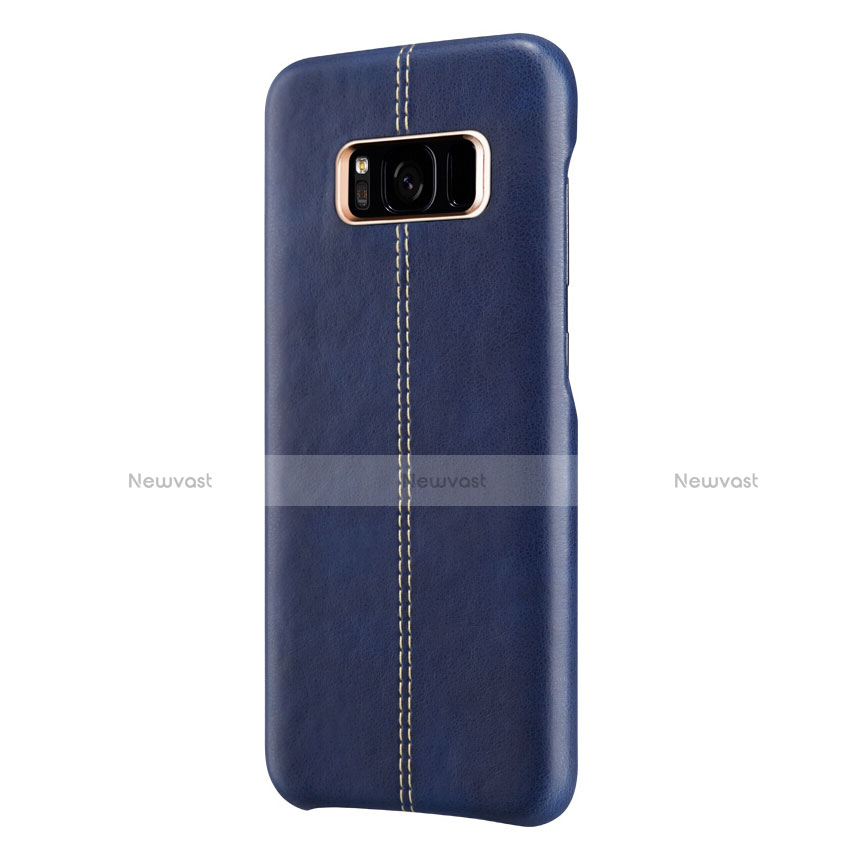 Soft Luxury Leather Snap On Case L01 for Samsung Galaxy S8 Plus Blue