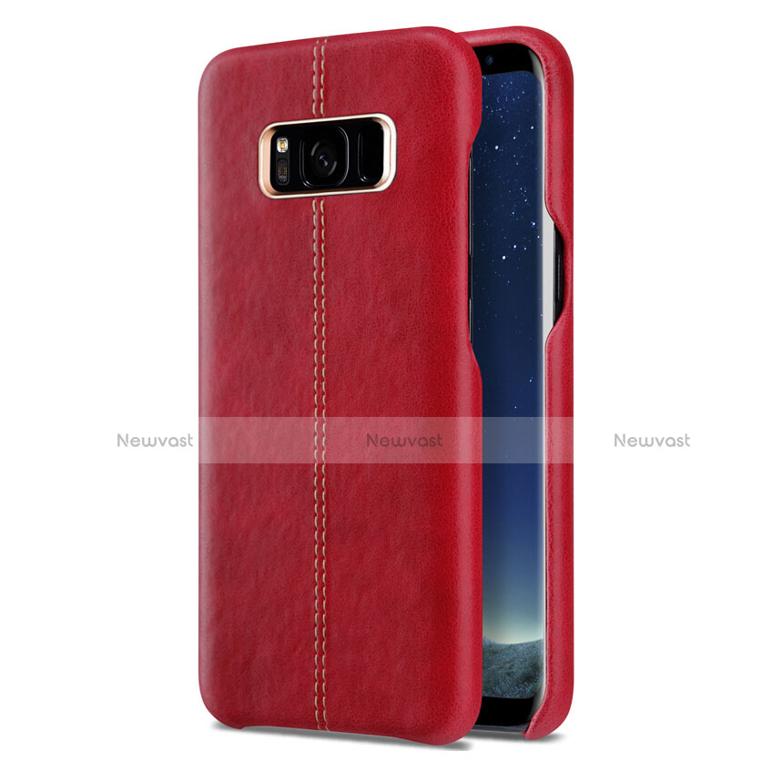 Soft Luxury Leather Snap On Case L01 for Samsung Galaxy S8 Plus Red