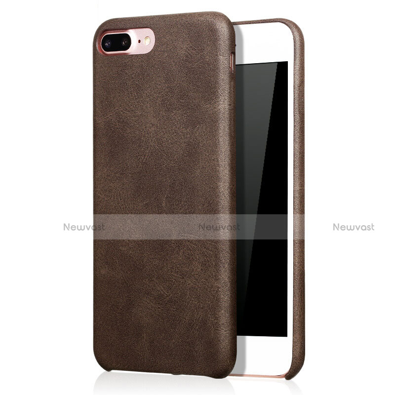 Soft Luxury Leather Snap On Case L02 for Apple iPhone 7 Plus Brown