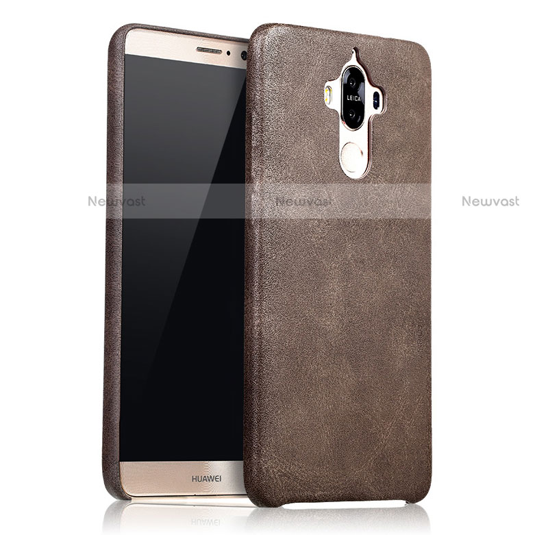 Soft Luxury Leather Snap On Case L02 for Huawei Mate 9 Brown