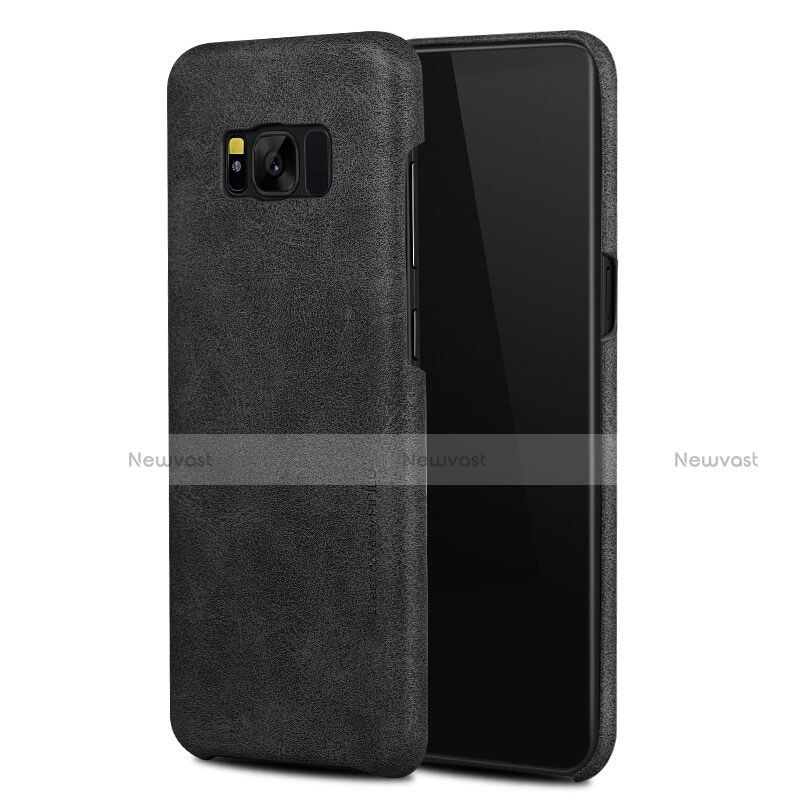 Soft Luxury Leather Snap On Case L02 for Samsung Galaxy S8 Plus Black