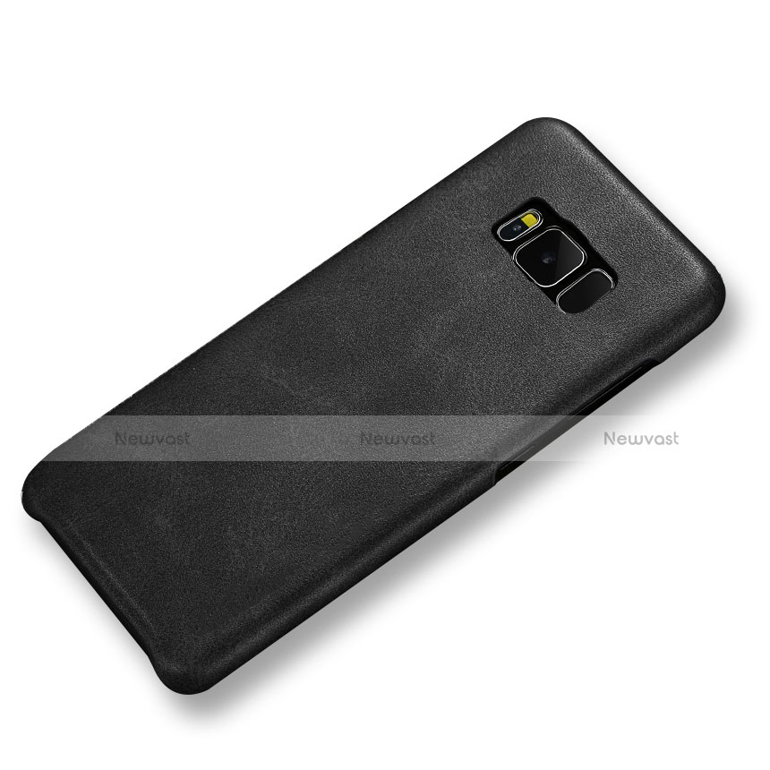 Soft Luxury Leather Snap On Case L02 for Samsung Galaxy S8 Plus Black