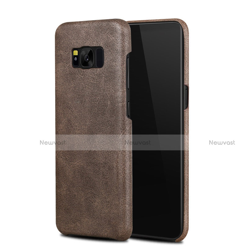 Soft Luxury Leather Snap On Case L02 for Samsung Galaxy S8 Plus Brown