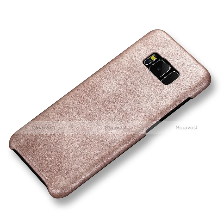 Soft Luxury Leather Snap On Case L02 for Samsung Galaxy S8 Plus Rose Gold
