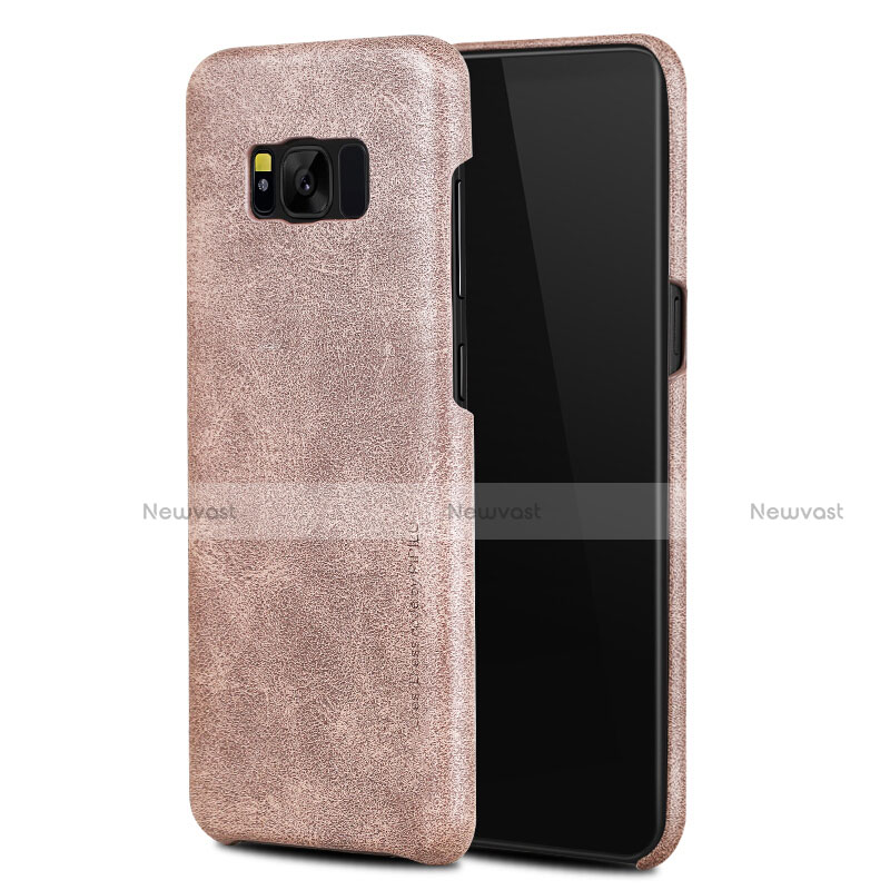 Soft Luxury Leather Snap On Case L02 for Samsung Galaxy S8 Rose Gold