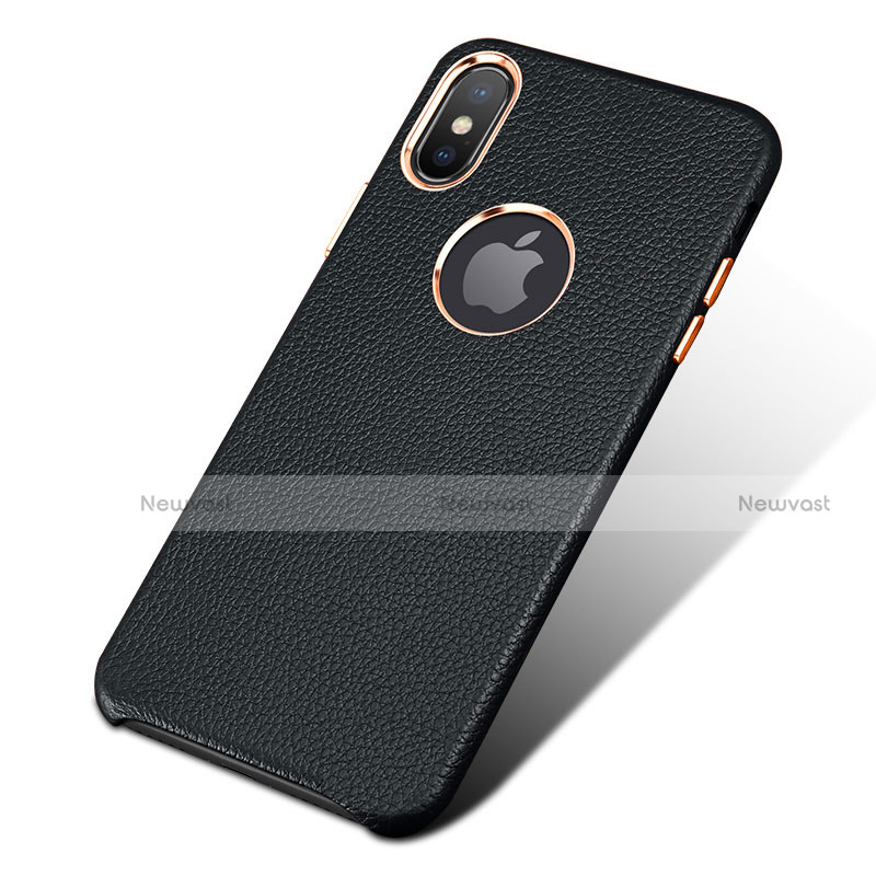 Soft Luxury Leather Snap On Case L04 for Apple iPhone Xs Max Black