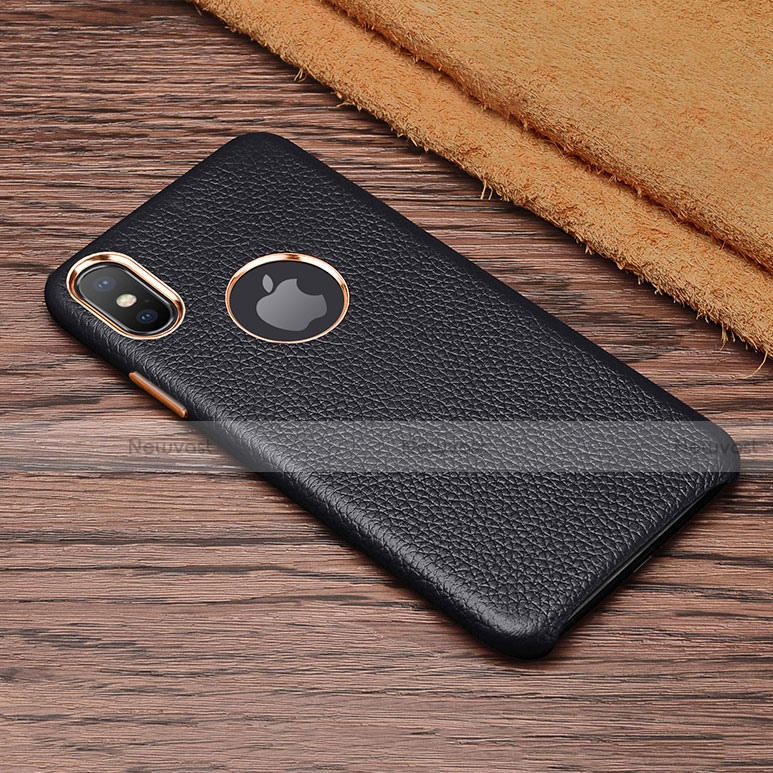 Soft Luxury Leather Snap On Case L04 for Apple iPhone Xs Max Black