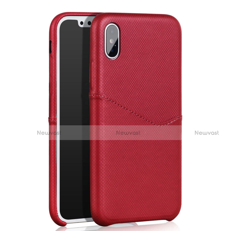 Soft Luxury Leather Snap On Case L05 for Apple iPhone X Red