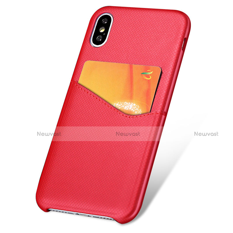 Soft Luxury Leather Snap On Case L05 for Apple iPhone X Red