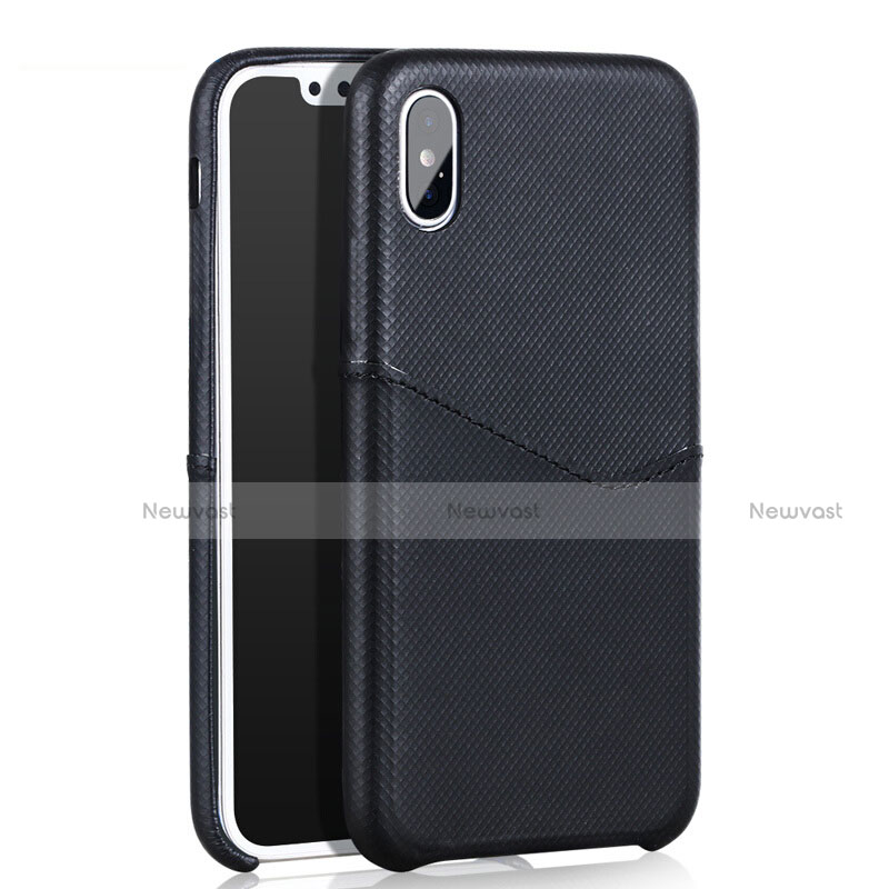 Soft Luxury Leather Snap On Case L05 for Apple iPhone Xs Black