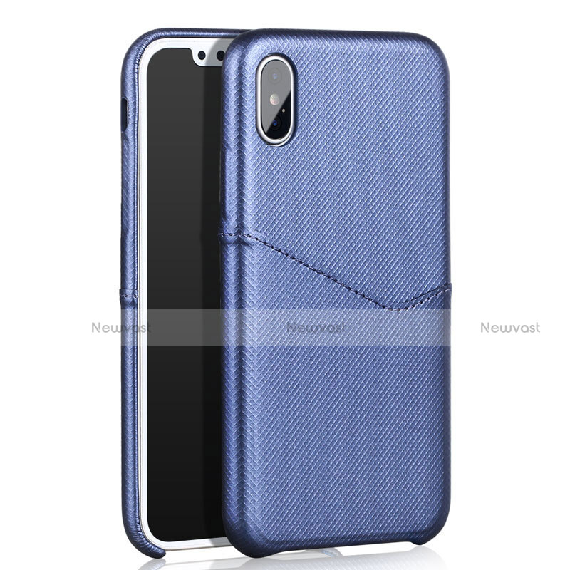 Soft Luxury Leather Snap On Case L05 for Apple iPhone Xs Blue