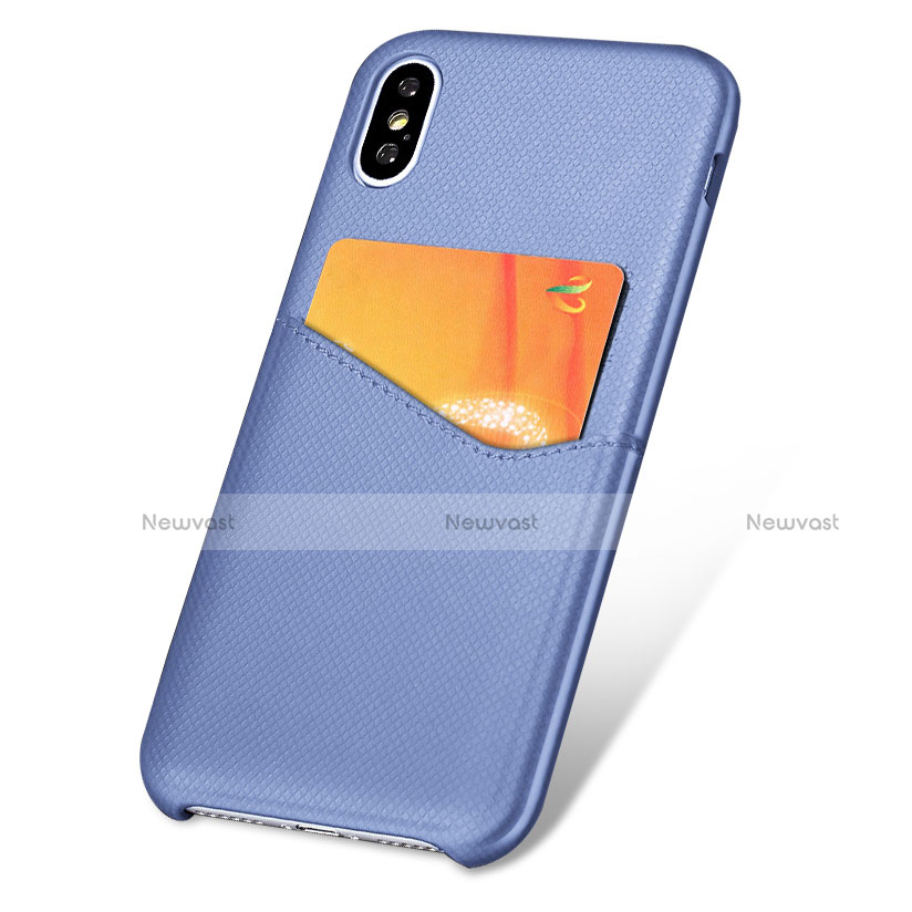 Soft Luxury Leather Snap On Case L05 for Apple iPhone Xs Blue