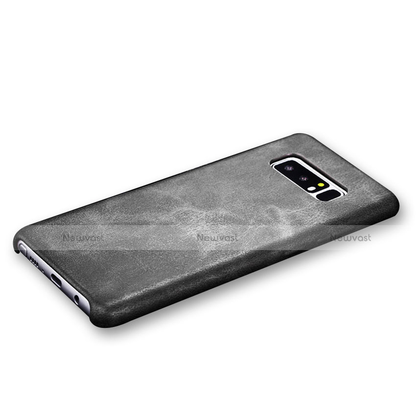 Soft Luxury Leather Snap On Case R01 for Samsung Galaxy Note 8 Duos N950F Black