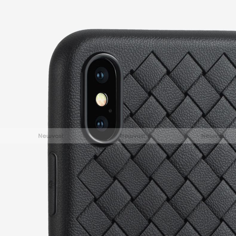 Soft Silicone Gel Leather Snap On Case C01 for Apple iPhone X Black