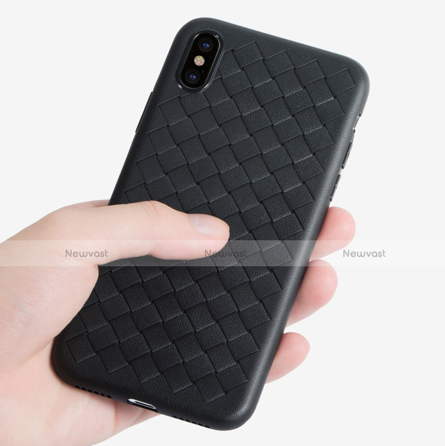 Soft Silicone Gel Leather Snap On Case C01 for Apple iPhone X Black