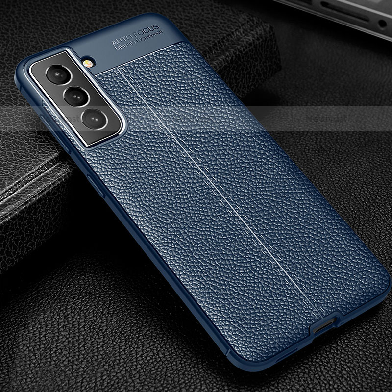 Soft Silicone Gel Leather Snap On Case Cover A01 for Samsung Galaxy S21 5G Blue